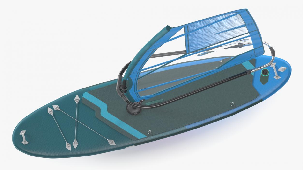 3D Inflatable Windsurf SUP with Sail Blue model