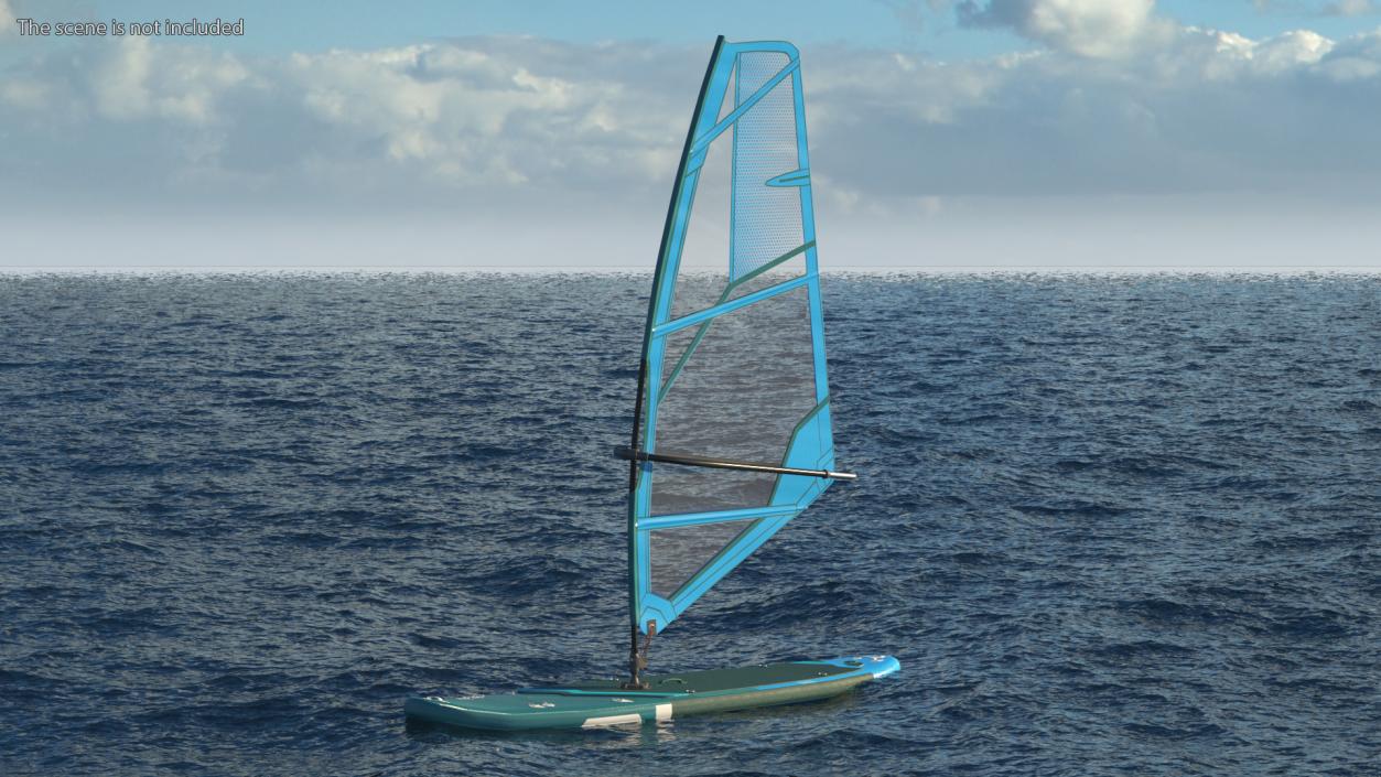 3D Inflatable Windsurf SUP with Sail Blue model