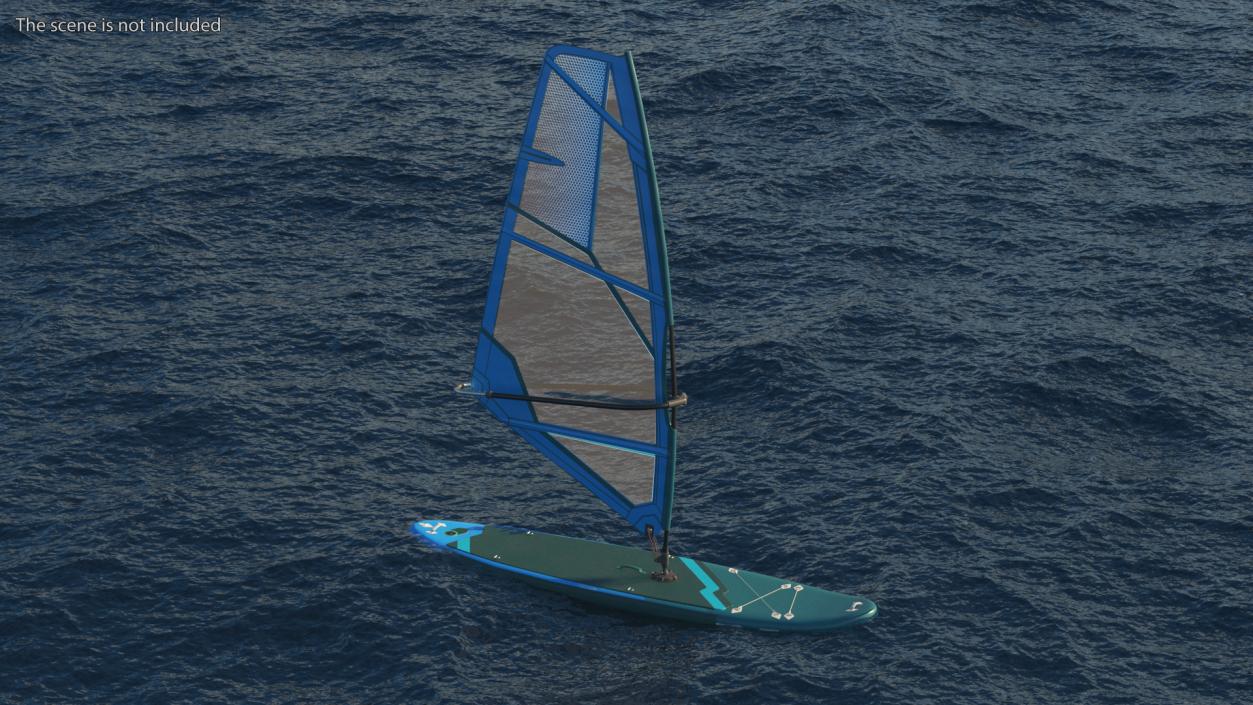 3D Inflatable Windsurf SUP with Sail Blue model