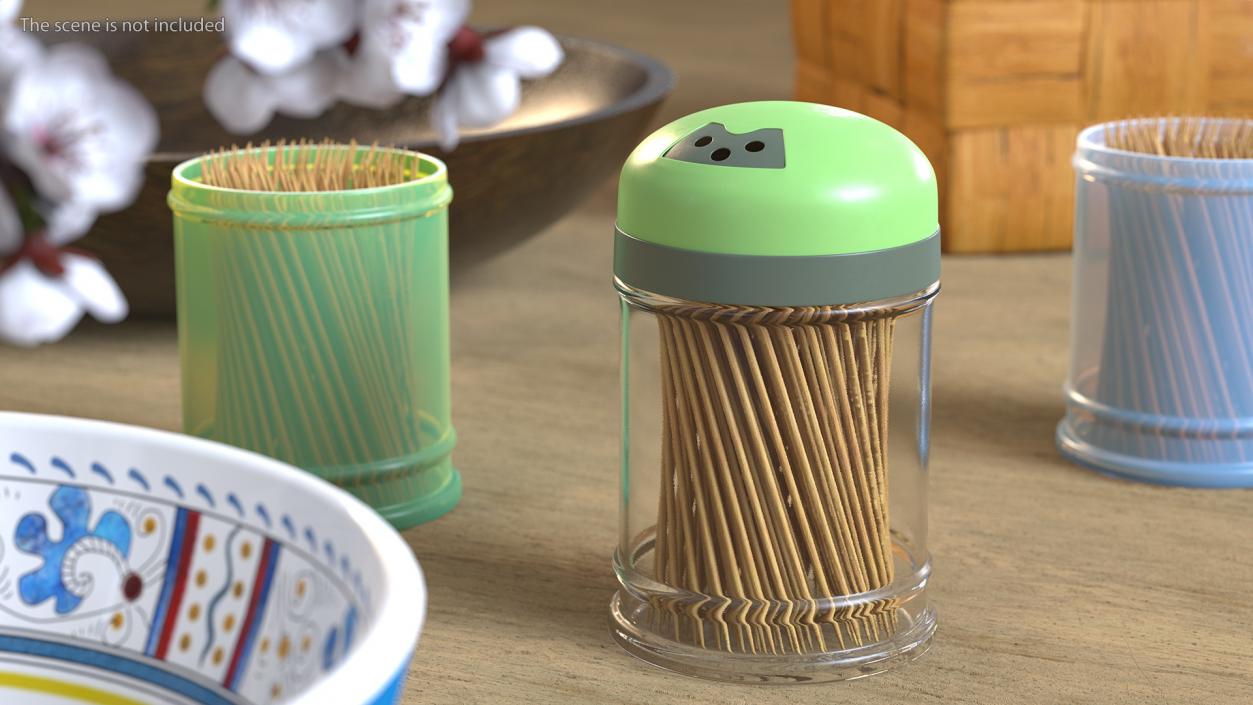 3D Wooden Toothpicks in Plastic Container model