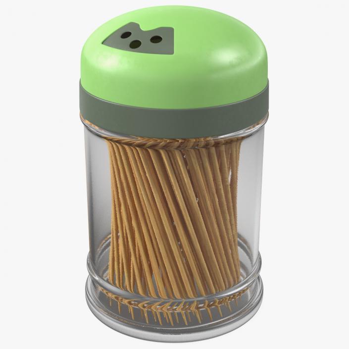 3D Wooden Toothpicks in Plastic Container model