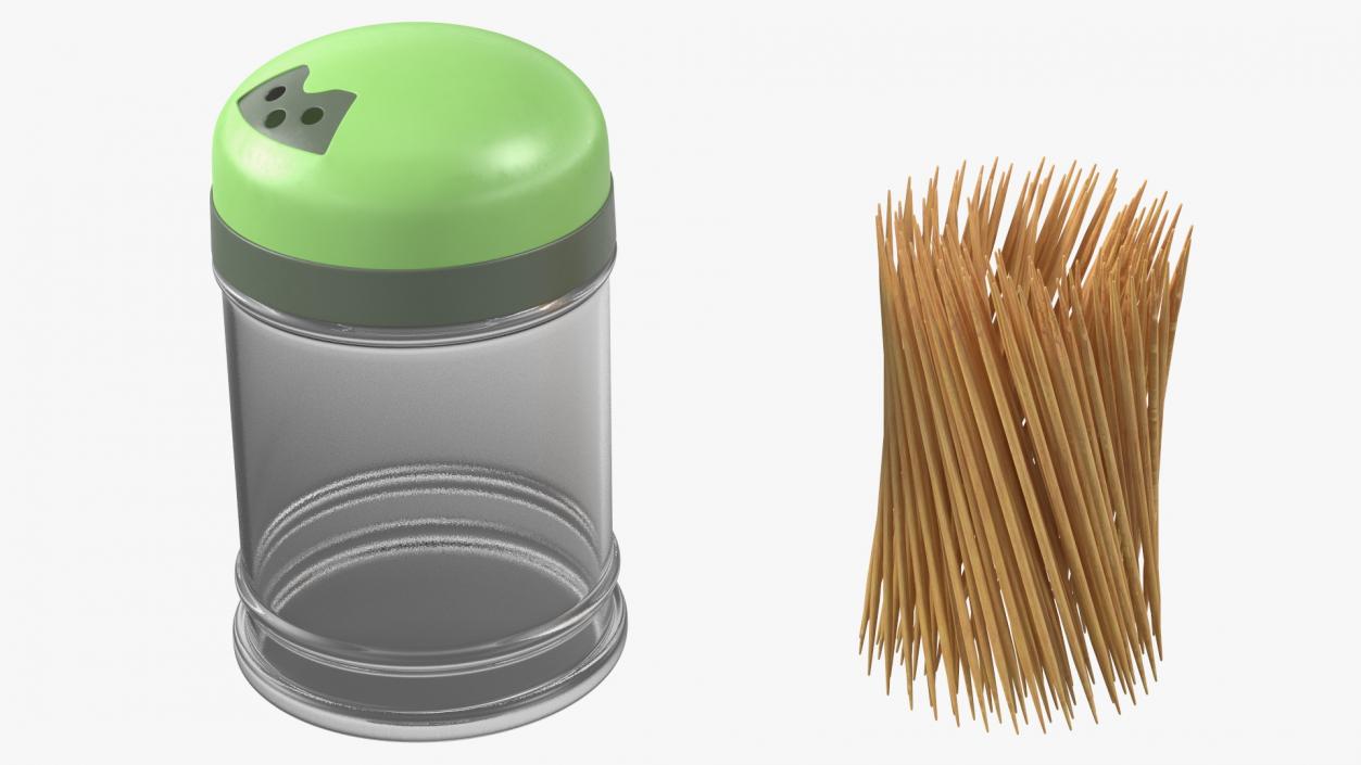 3D Wooden Toothpicks in Plastic Container model