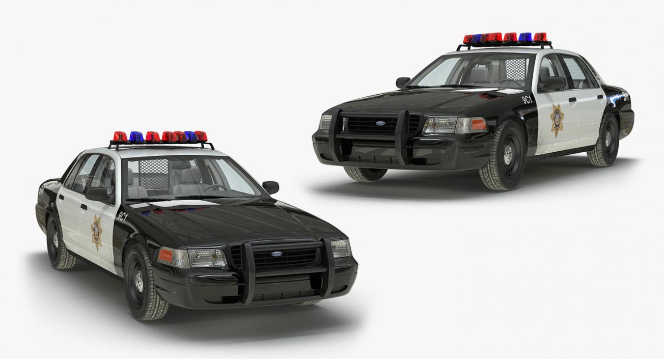 Ford Police Cars Rigged Collection 3D model