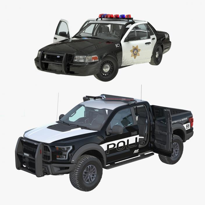 Ford Police Cars Rigged Collection 3D model