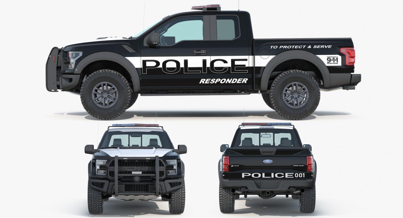 Ford Police Cars Rigged Collection 3D model