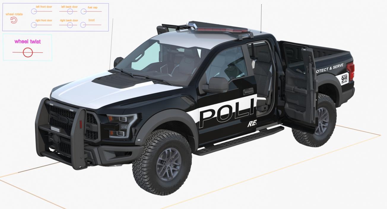 Ford Police Cars Rigged Collection 3D model