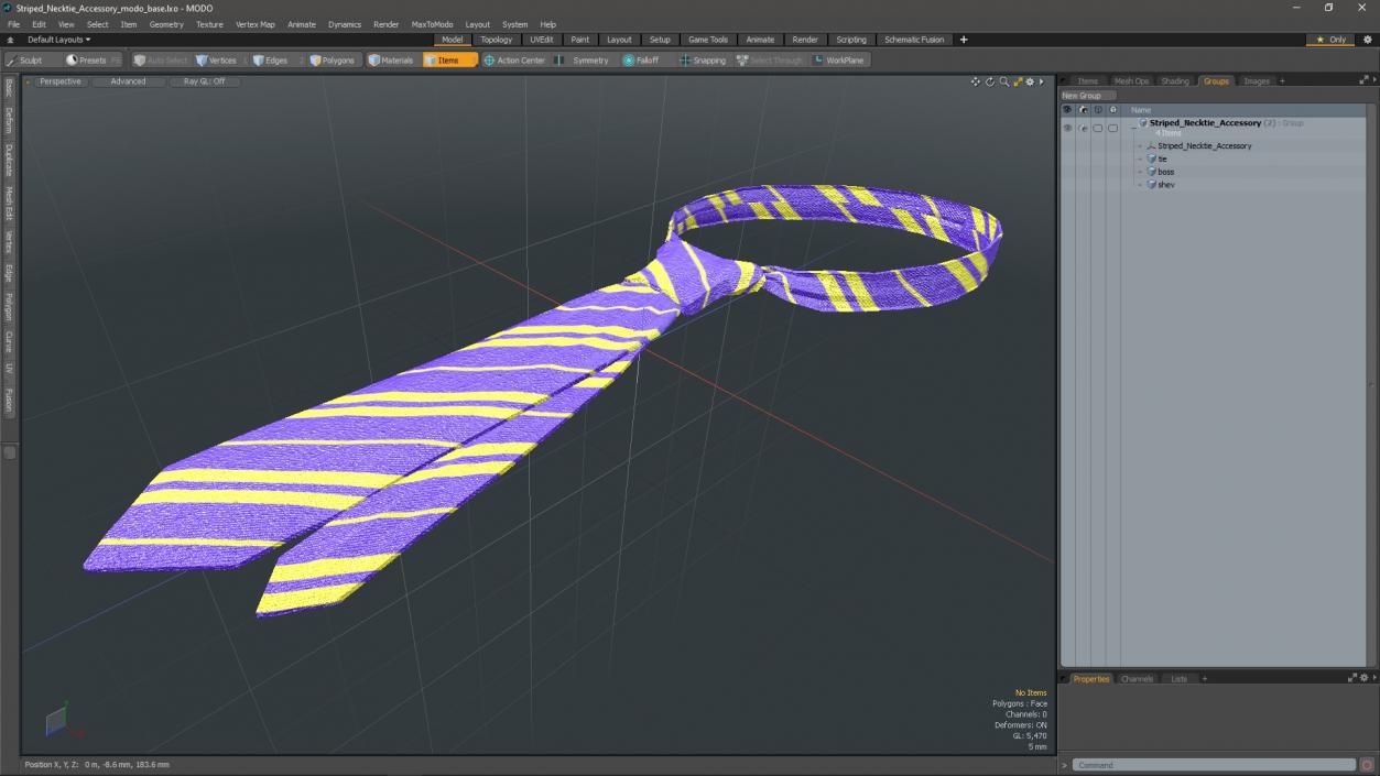 3D model Striped Necktie Accessory