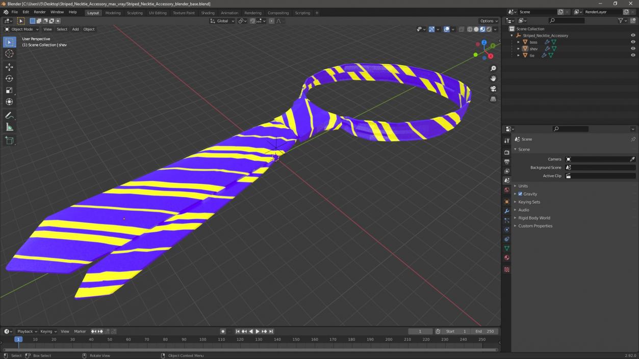 3D model Striped Necktie Accessory