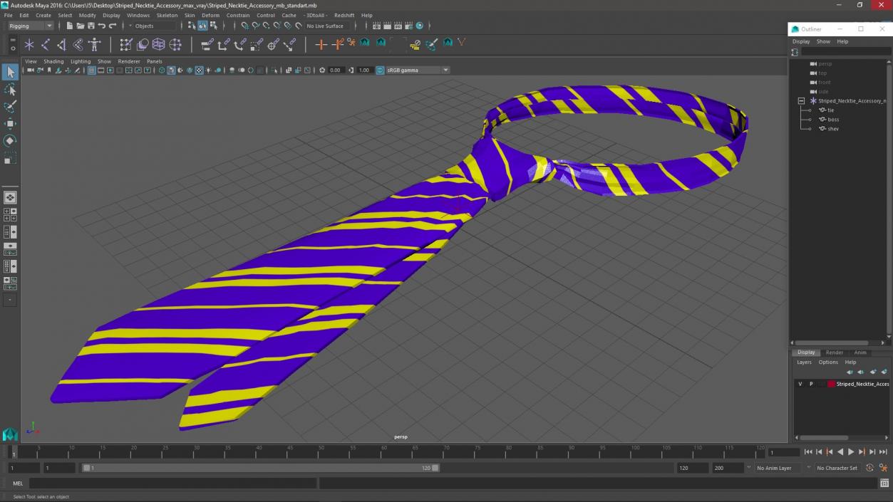 3D model Striped Necktie Accessory