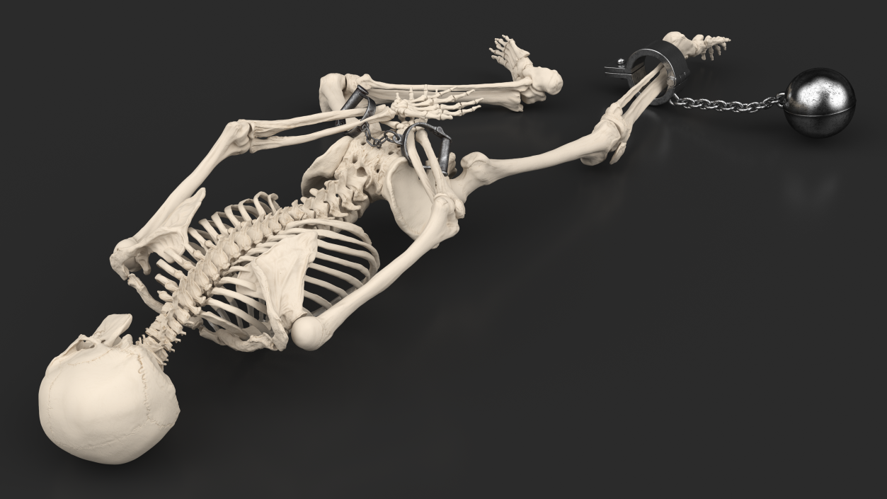 3D Dead Human Male Skeleton Shackled model