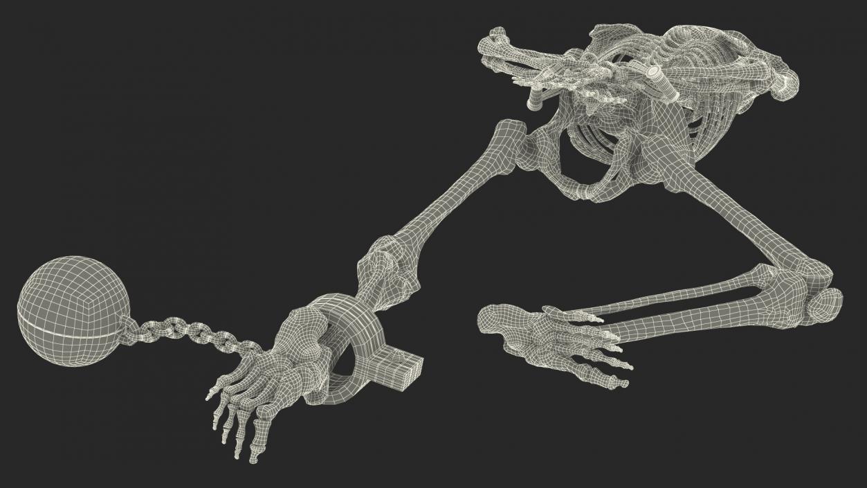 3D Dead Human Male Skeleton Shackled model