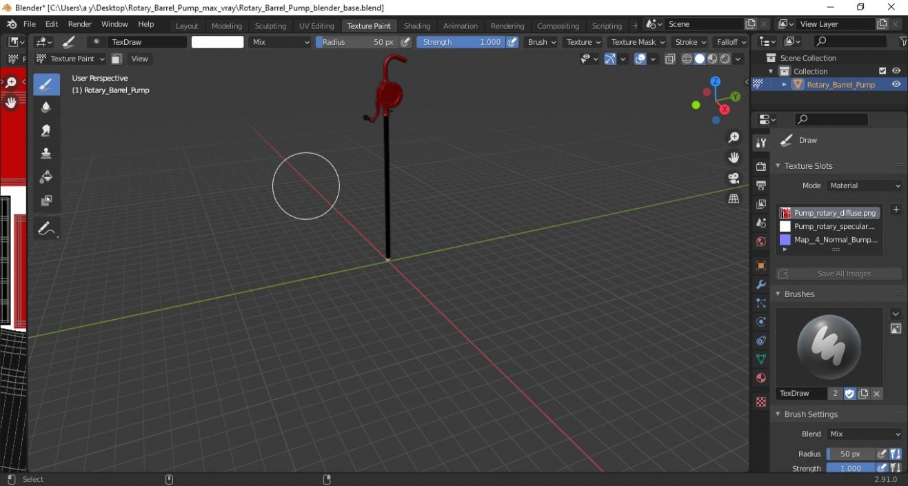 3D Rotary Barrel Pump model