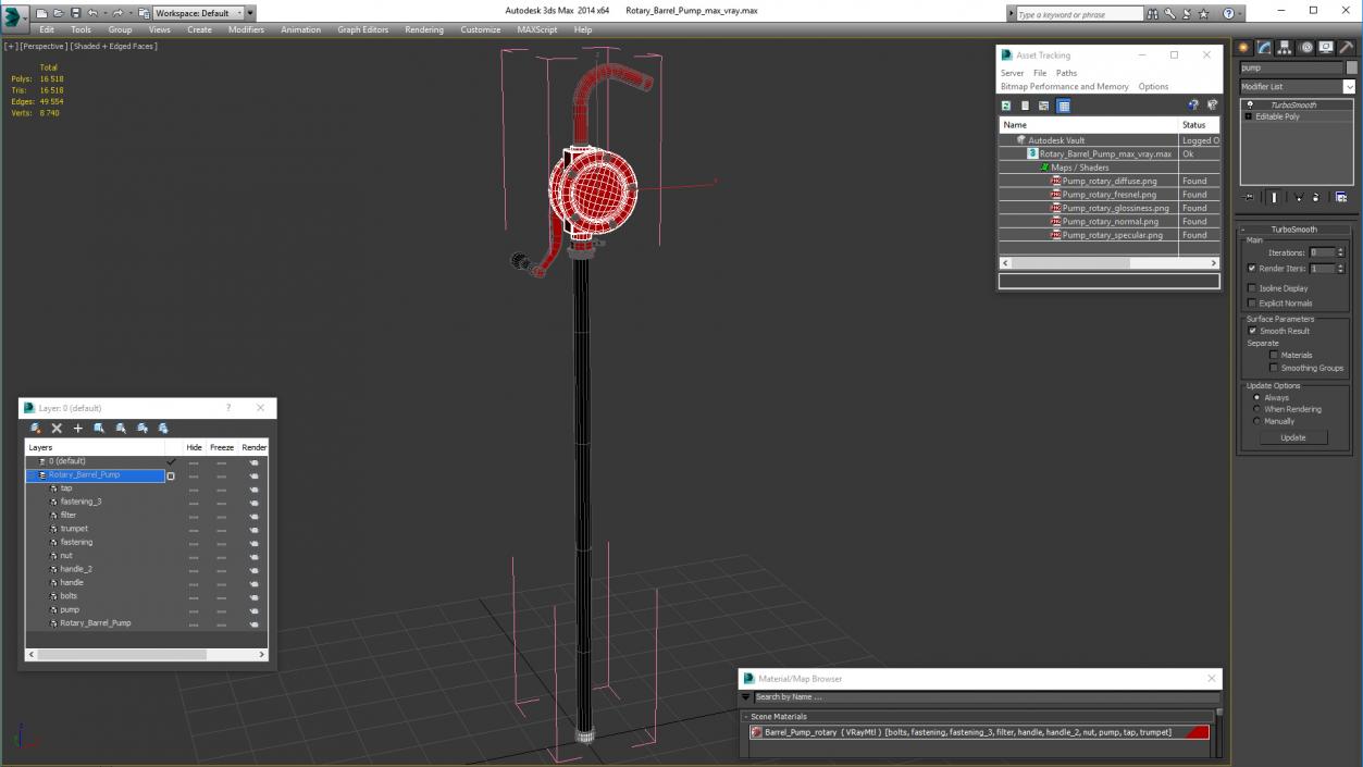 3D Rotary Barrel Pump model