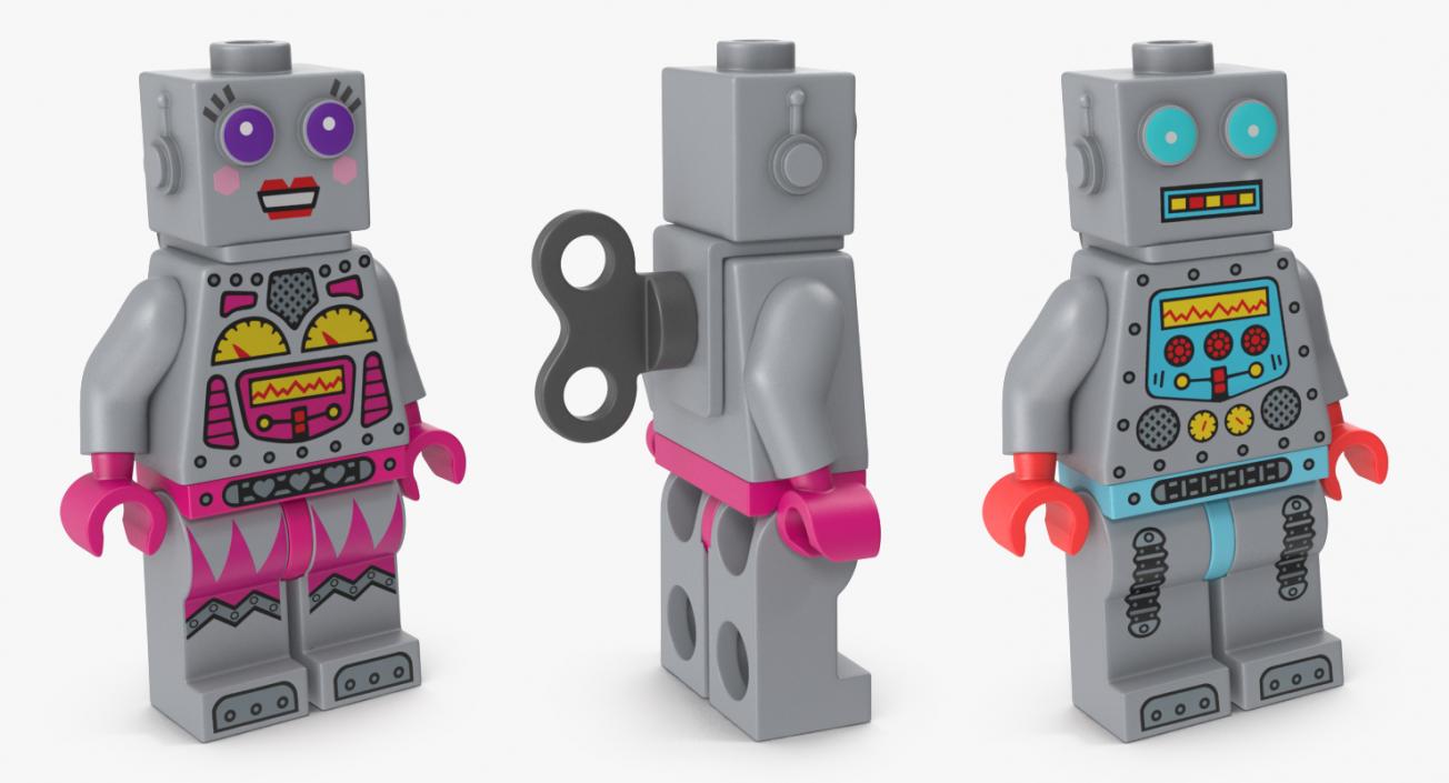 3D Lego Robot Minifigures Collection model