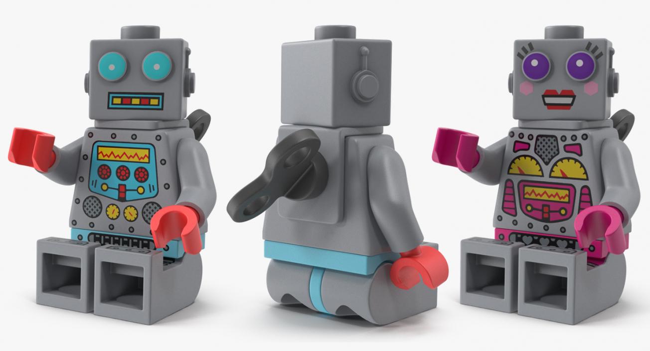 3D Lego Robot Minifigures Collection model