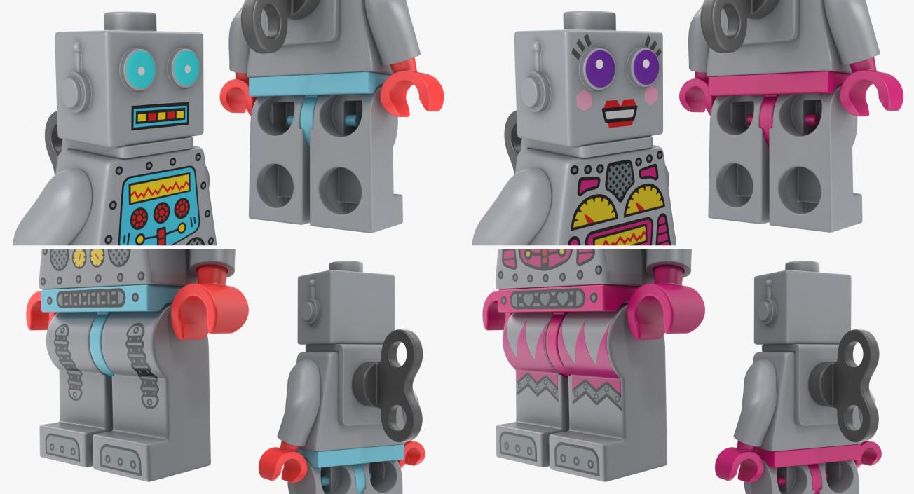 3D Lego Robot Minifigures Collection model