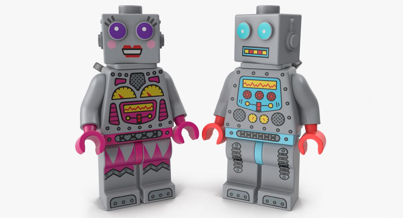 3D Lego Robot Minifigures Collection model