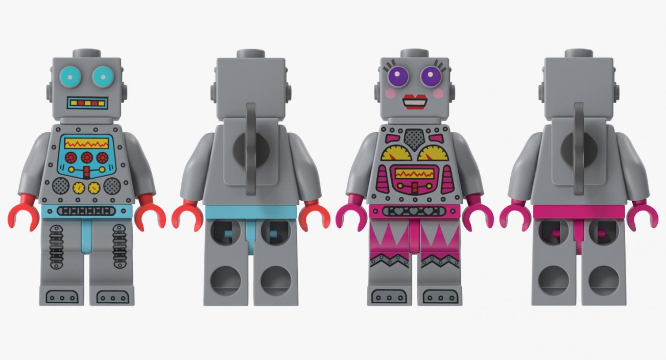 3D Lego Robot Minifigures Collection model