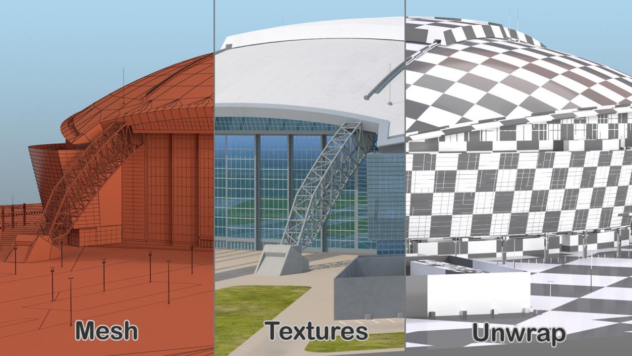 3D model Stadium with Parking