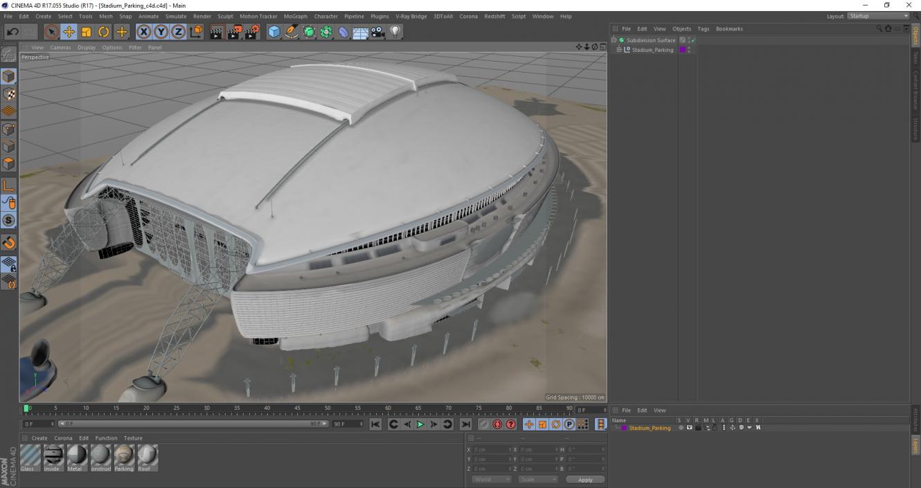 3D model Stadium with Parking