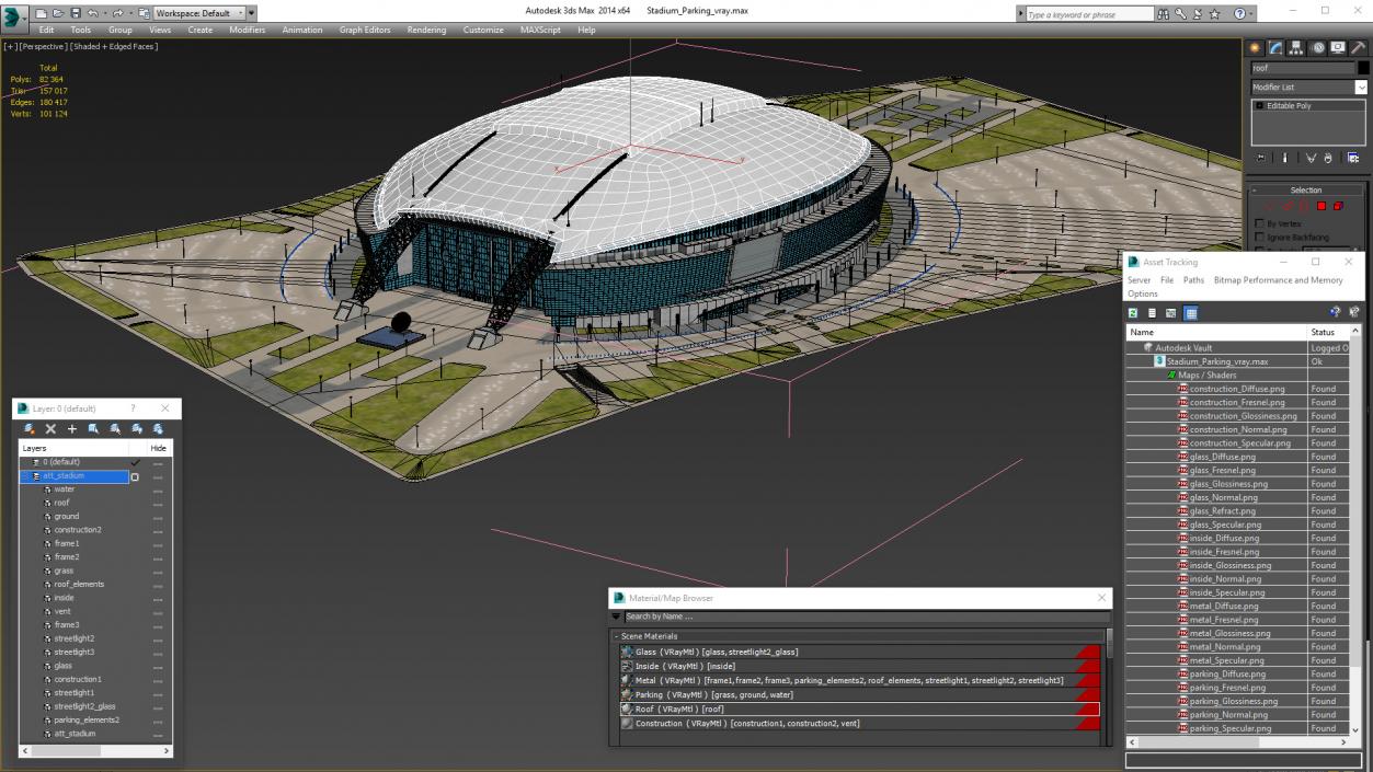 3D model Stadium with Parking