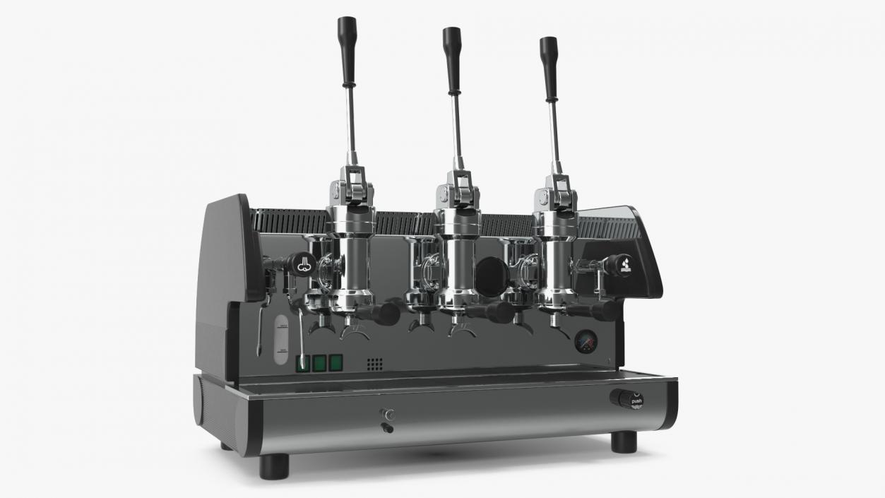 Commercial Pull Lever Espresso Machine 3 Groups 3D