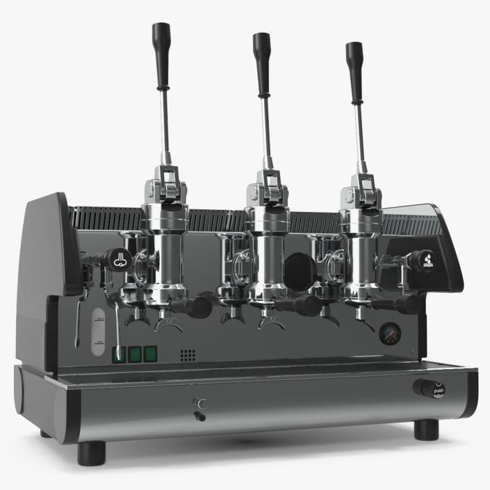 Commercial Pull Lever Espresso Machine 3 Groups 3D