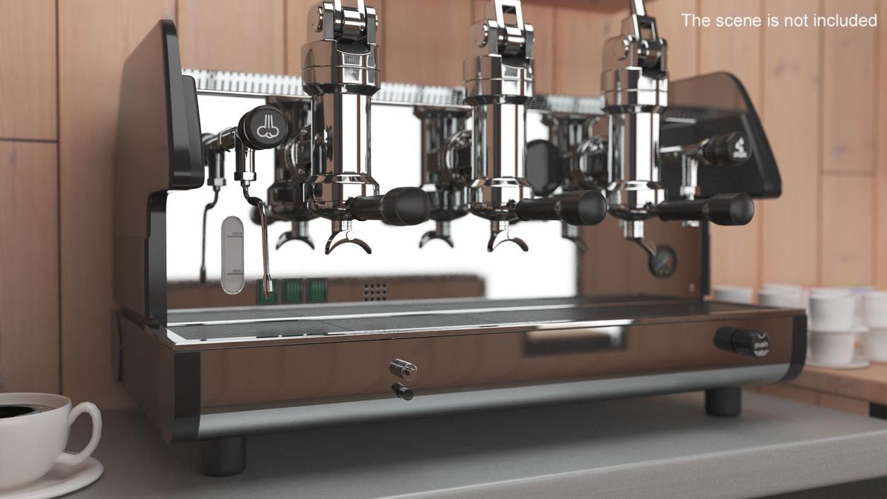 Commercial Pull Lever Espresso Machine 3 Groups 3D