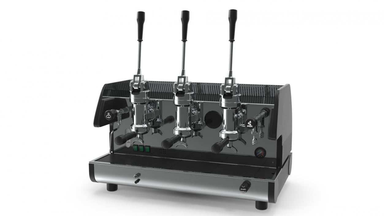 Commercial Pull Lever Espresso Machine 3 Groups 3D