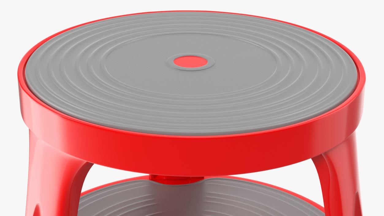 Mobile Kick Stool Steel Red 3D