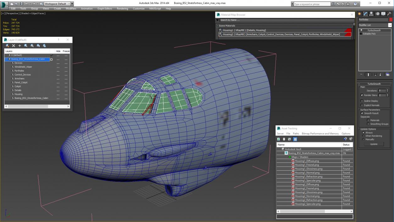 3D Boeing B52 Stratofortress Cabin