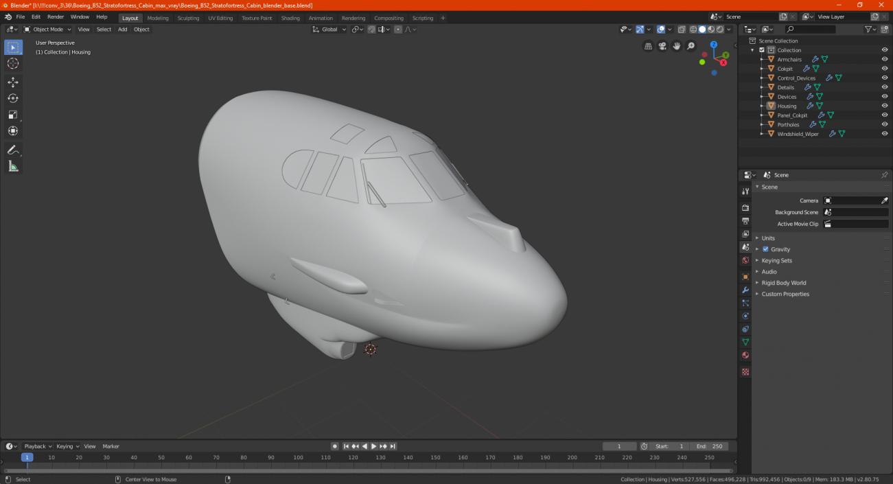 3D Boeing B52 Stratofortress Cabin