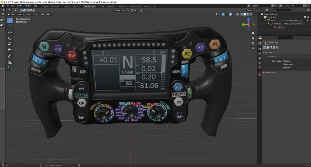 Formula 1 2022 Steering Wheel 3D model