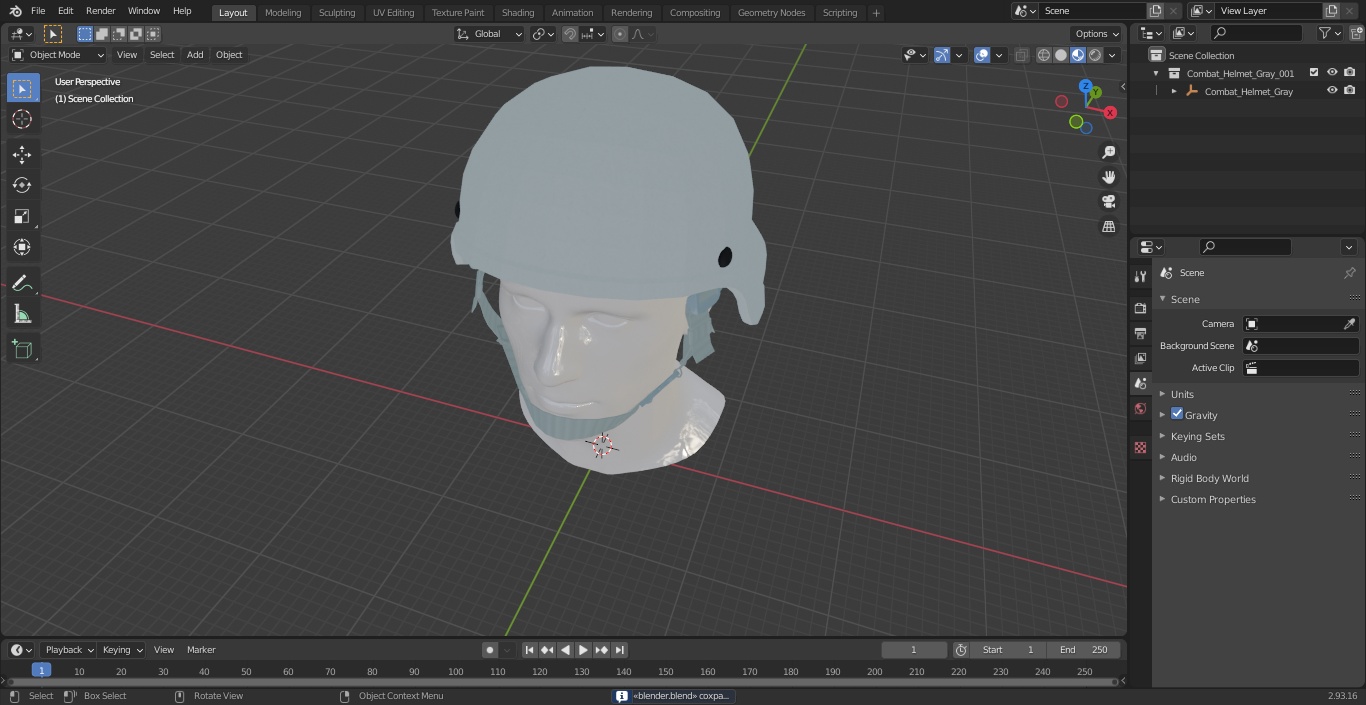 3D Combat Helmet Gray model