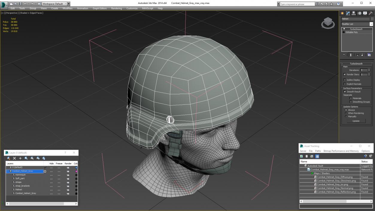 3D Combat Helmet Gray model