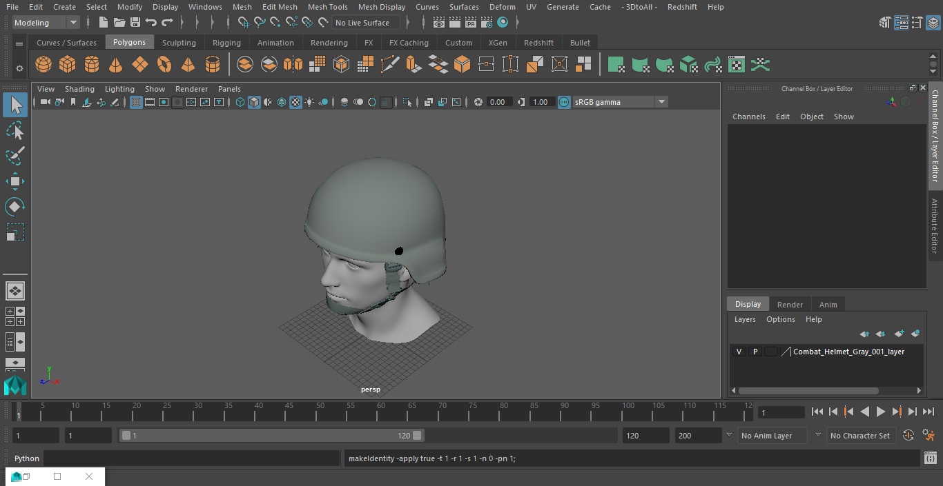 3D Combat Helmet Gray model