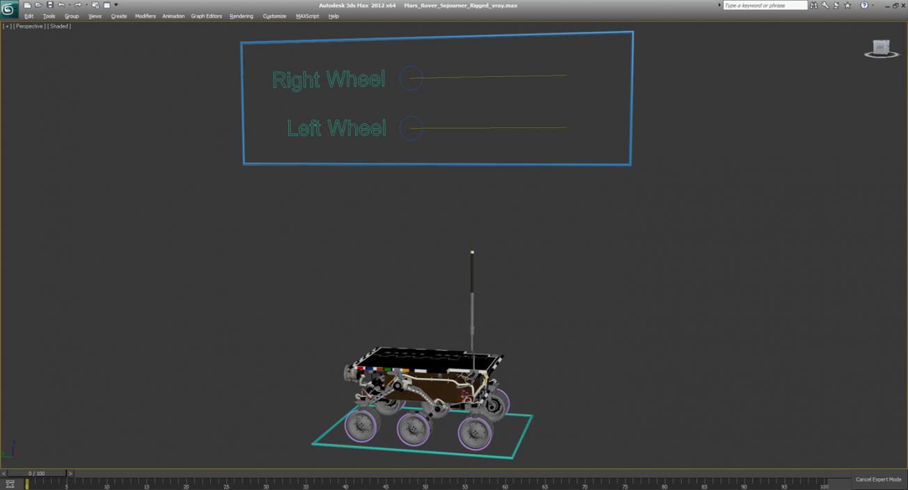 Mars Rover Sojourner Rigged 3D