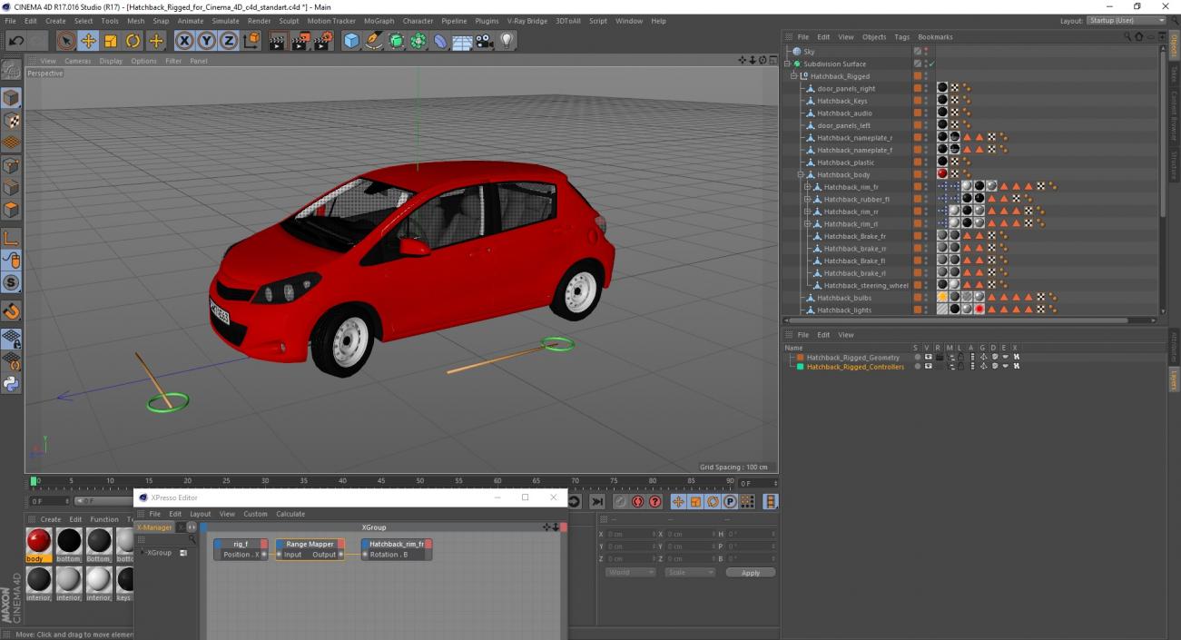 3D model Hatchback Rigged for Cinema 4D