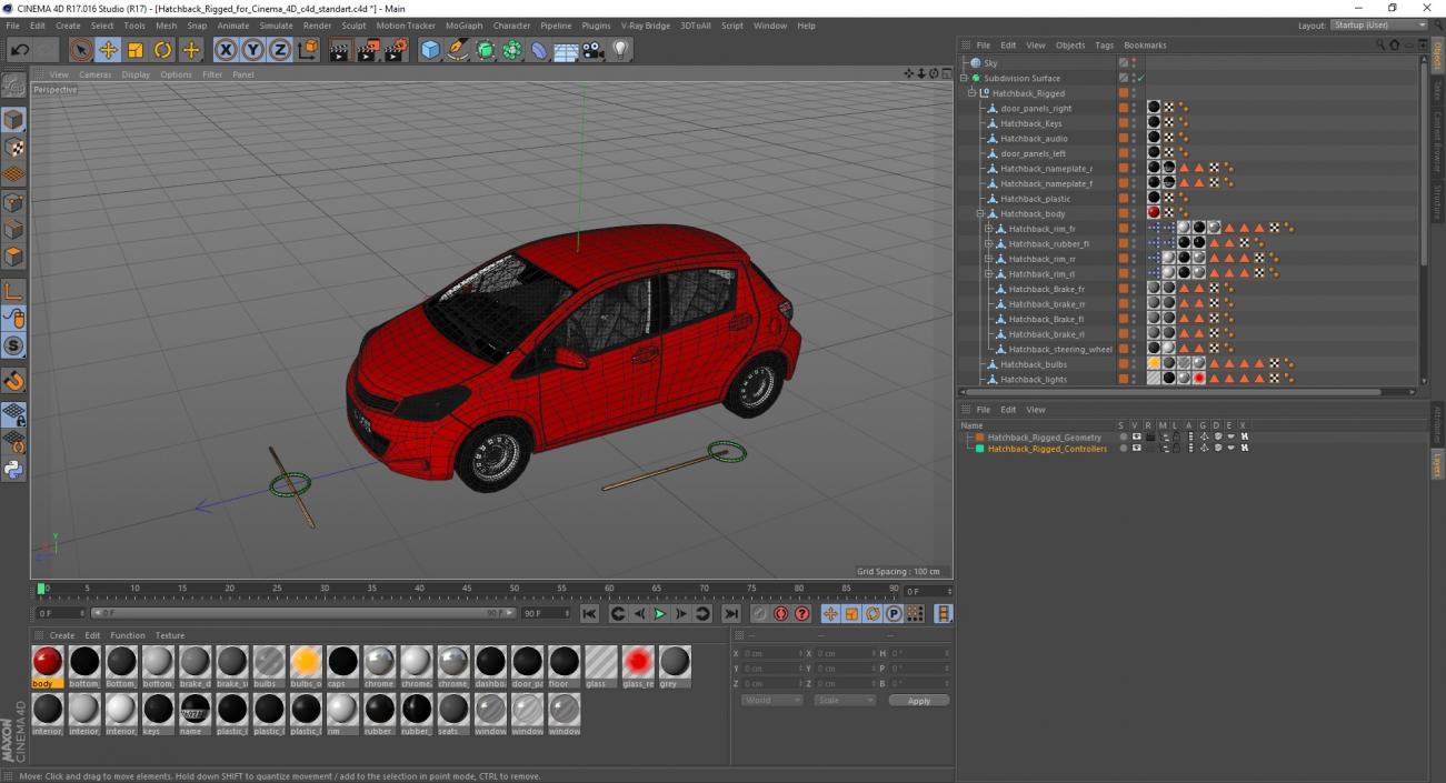 3D model Hatchback Rigged for Cinema 4D