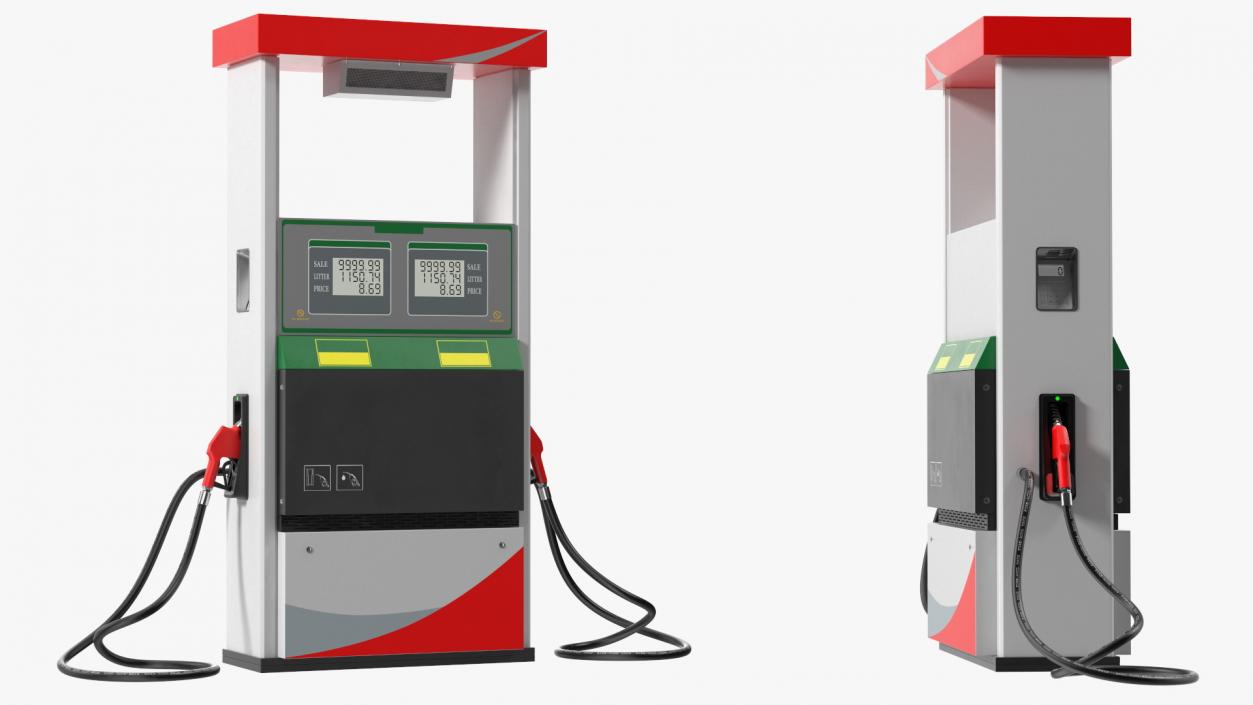 3D Gas Station with Two Nozzles model