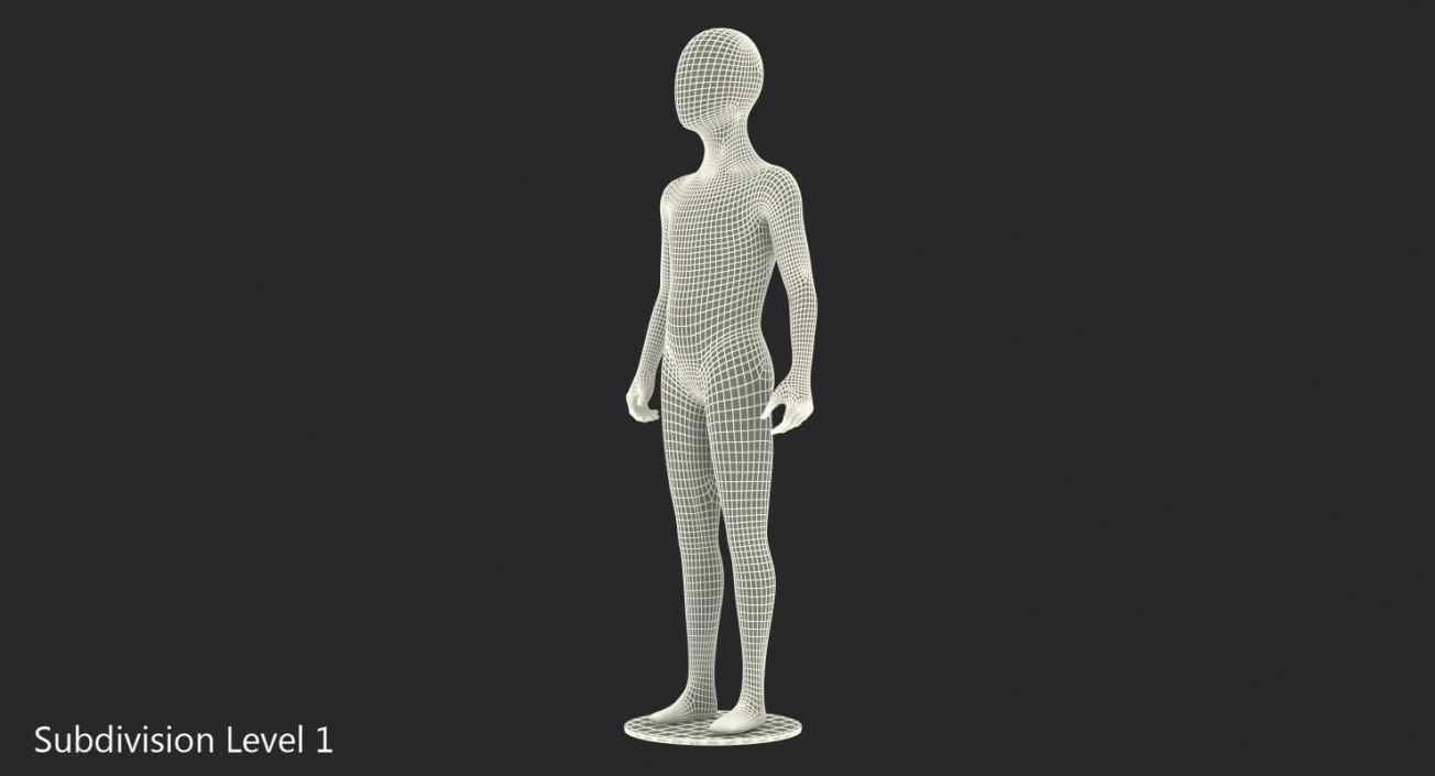 Child Mannequin Dark Standing Pose 3D model