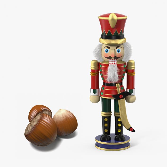 Wooden Nutcracker with Hazelnut Collection 3D