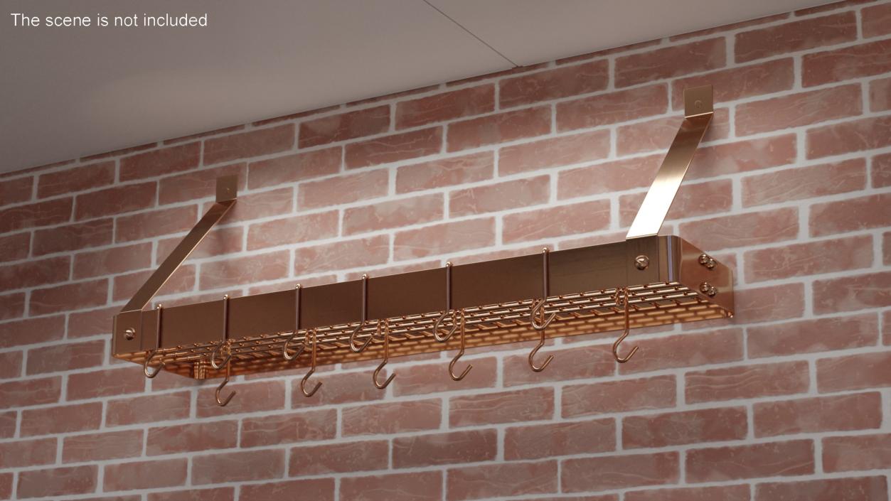 3D model Kitchen Shelf Wall Utensil Holder Copper