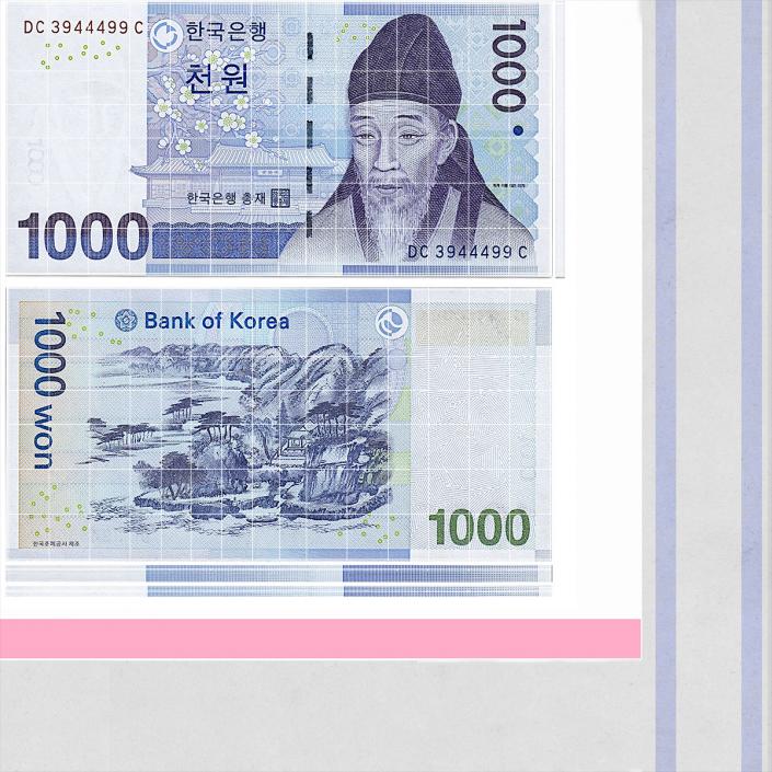 3D model South Korean 1000 Won Banknote