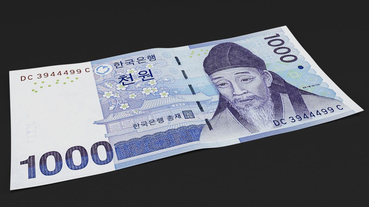 3D model South Korean 1000 Won Banknote