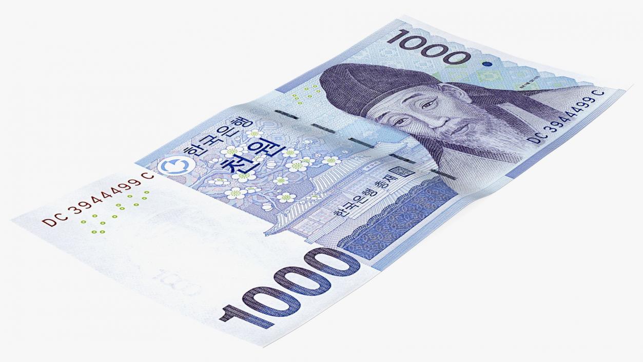 3D model South Korean 1000 Won Banknote