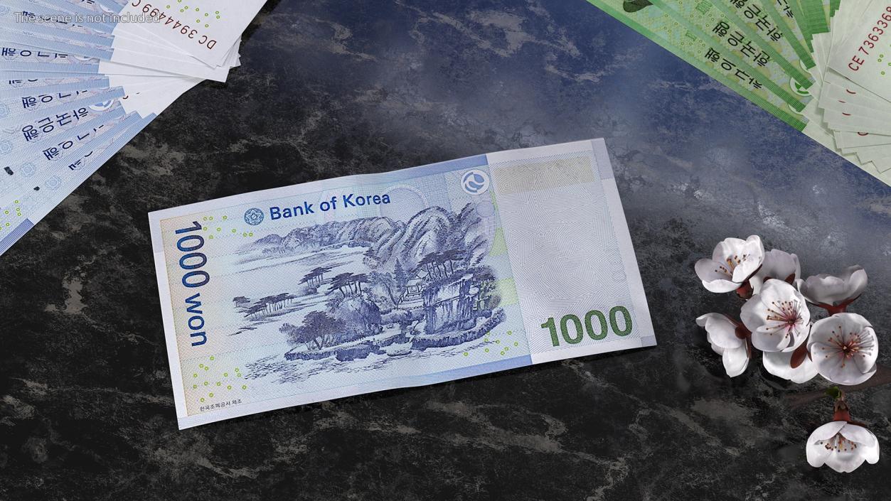 3D model South Korean 1000 Won Banknote