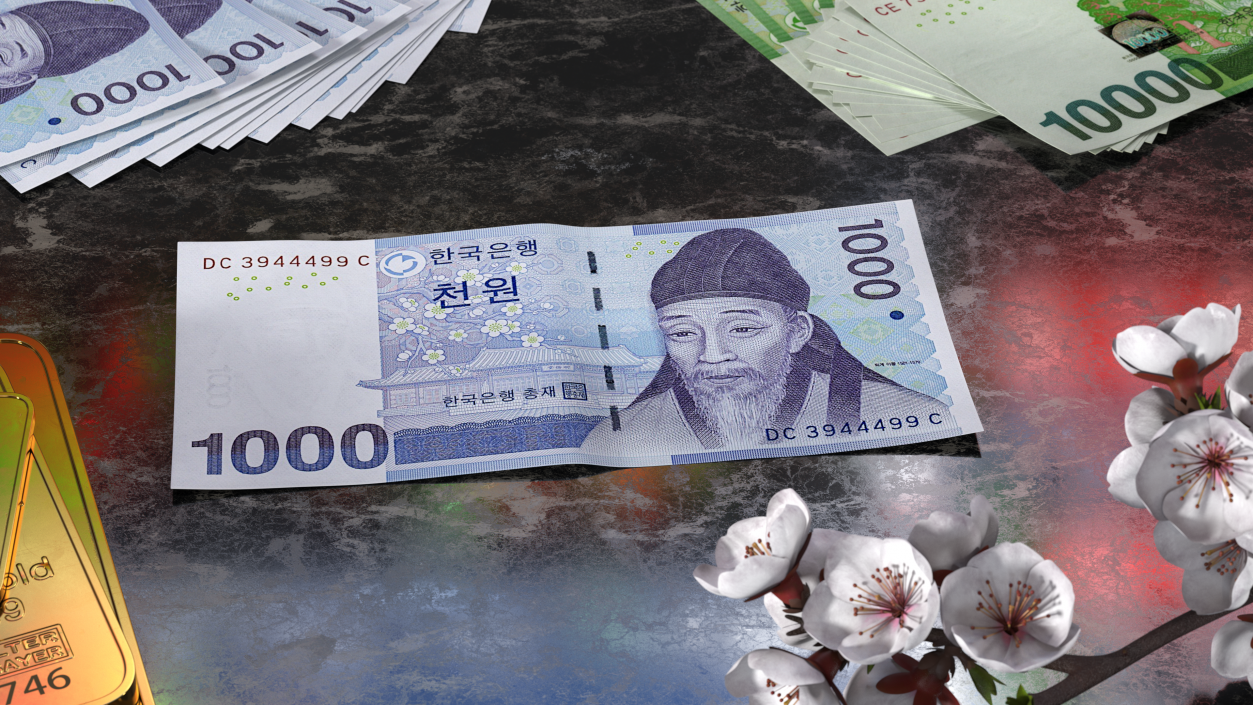 3D model South Korean 1000 Won Banknote