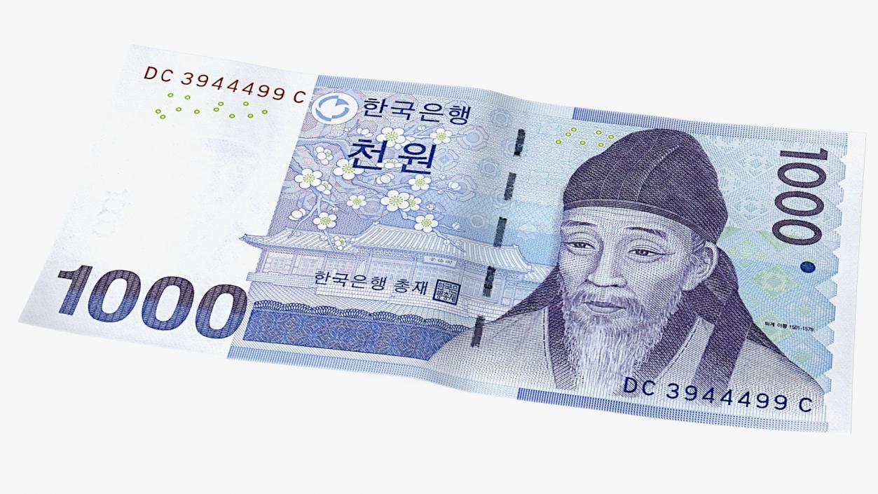 3D model South Korean 1000 Won Banknote