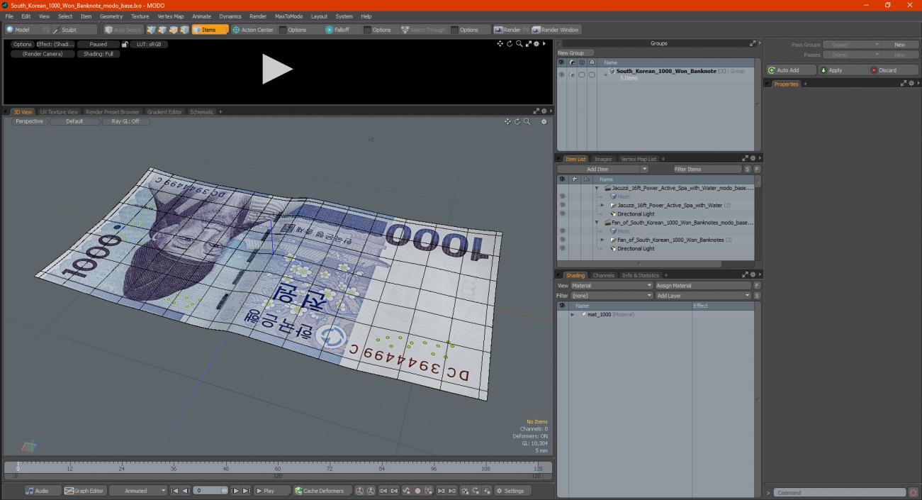 3D model South Korean 1000 Won Banknote